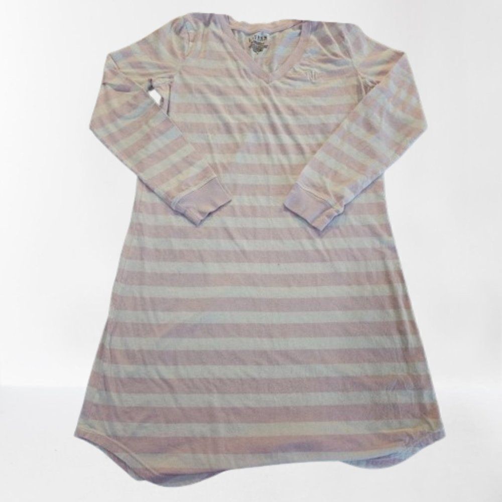 Lauren Ralph Lauren Women's Light Pink Striped Nightgown Sleep Shirt Size Small